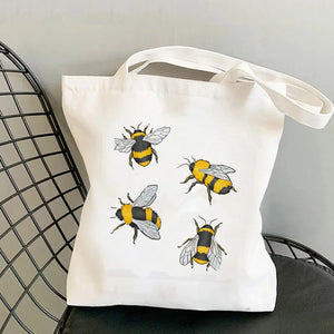 Cartoons BEES Printed Tote Bag Harajuku Shopper Handbag Canvas Bag
