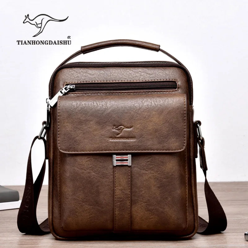 Vintage Leather Messenger Bag Crossbody Handbag