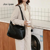 Vintage PU Leather Shoulder Bag for Women Large Tote Handbag