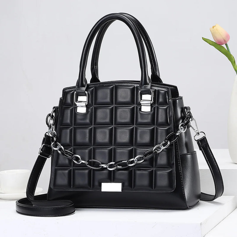 Crocodile Pattern Leather Shoulder Handbag Diagonal Cowhide Bag