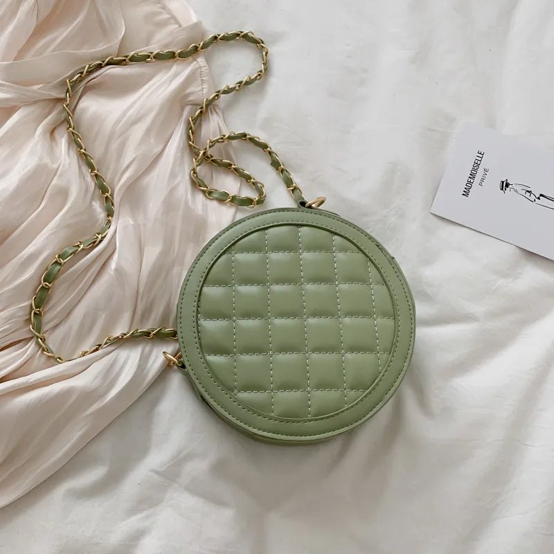 Spring Retro Messenger Bag Women PU Small Round Bag Women
