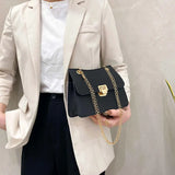Spring Chain Style Crossbody Bag for Women PU Leather Small Square Bag