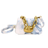 One-Shoulder Mini Square Bag with Solid Color Chain