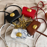 One-Shoulder Mini Square Bag with Solid Color Chain