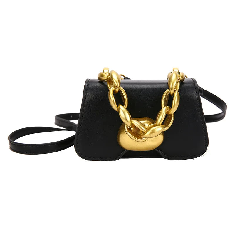 One-Shoulder Mini Square Bag with Solid Color Chain