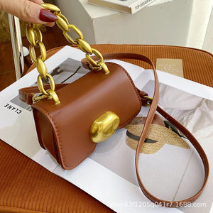 One-Shoulder Mini Square Bag with Solid Color Chain
