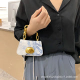 One-Shoulder Mini Square Bag with Solid Color Chain