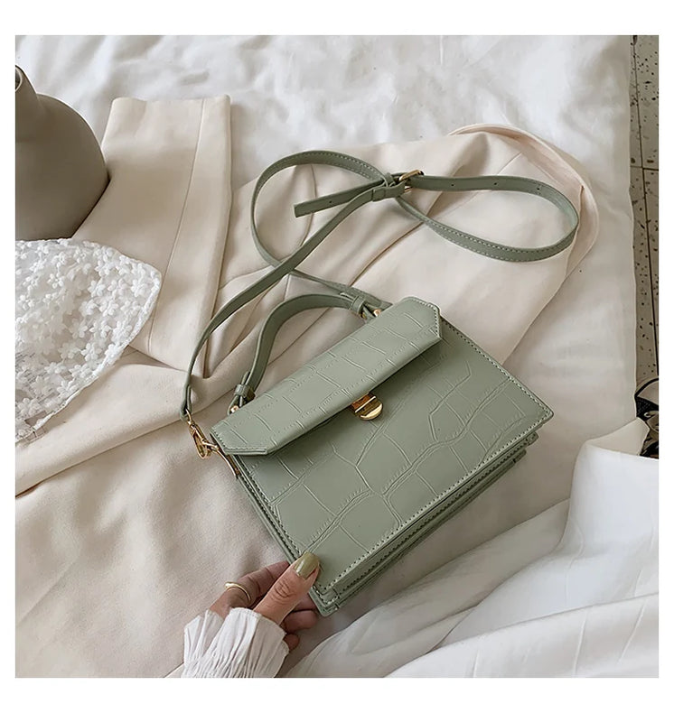 Stone Patent Crossbody Bag for Women Small Handbag PU Leather Hand Bag