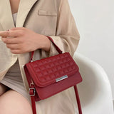 Summer Solid Square Handbags For Women High Pu Leather Shoulder Plaid Female Cro