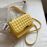 Summer Solid Square Handbags For Women High Pu Leather Shoulder Plaid Female Cro