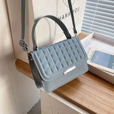 Summer Solid Square Handbags For Women High Pu Leather Shoulder Plaid Female Cro