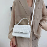 Summer Solid Square Handbags For Women High Pu Leather Shoulder Plaid Female Cro