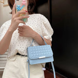 Summer Solid Square Handbags For Women High Pu Leather Shoulder Plaid Female Cro
