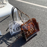Summer Brown Transparent Female Bag PVC One-shoulder Shopping Beach Casual Bag