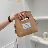 Summer Bucket Letter Crossbody Bag Paper PU Handbag Purse Tote
