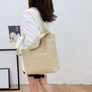 Summer Straw Beach Bag Raffia Woven Handbag Tote Large Capacity