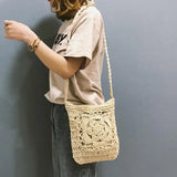 Summer Straw Crossbody Women Girls Flower Crochet Braided Shoulder Bags