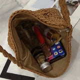 Summer Straw Crossbody Women Girls Flower Crochet Braided Shoulder Bags