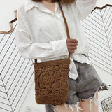 Summer Straw Crossbody Women Girls Flower Crochet Braided Shoulder Bags