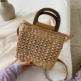Summer Straw Rattan Crossbody Bag Hand-woven Shoulder Purses for Vacation