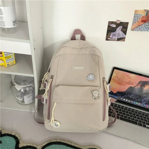 Summer Women Student Backpack Multi-Pocket Travel Rucksack Schoolbag