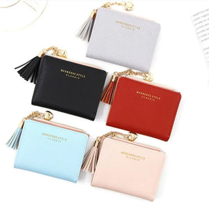 Tassel Women Wallet Short Leather Zipper Purses Portefeuille Female Purse Clutch