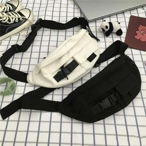 Techwear Harajuku Canvas Cross Waist Belt Phone Banana Bag Fanny Pack For Women