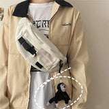 Techwear Harajuku Canvas Cross Waist Belt Phone Banana Bag Fanny Pack For Women