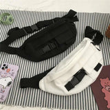 Techwear Harajuku Canvas Cross Waist Belt Phone Banana Bag Fanny Pack For Women