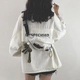 Techwear Harajuku Canvas Cross Waist Belt Phone Banana Bag Fanny Pack For Women