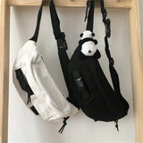Techwear Harajuku Canvas Cross Waist Belt Phone Banana Bag Fanny Pack For Women