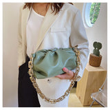 Thick Chain Cloud Bag Soft Leather Women Shoulder Bags Purse Clutch Bags