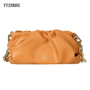Thick Chain Cloud Bag Soft Leather Women Shoulder Bags Purse Clutch Bags