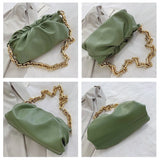 Thick Chain Cloud Bag Soft Leather Women Shoulder Bags Purse Clutch Bags