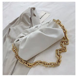 Thick Chain Cloud Bag Soft Leather Women Shoulder Bags Purse Clutch Bags
