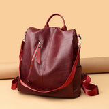 Large PU Leather Travel Backpack for Girls Women's