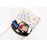 Crack Print Crossbody Bag Chain Messenger Shoulder Handbag