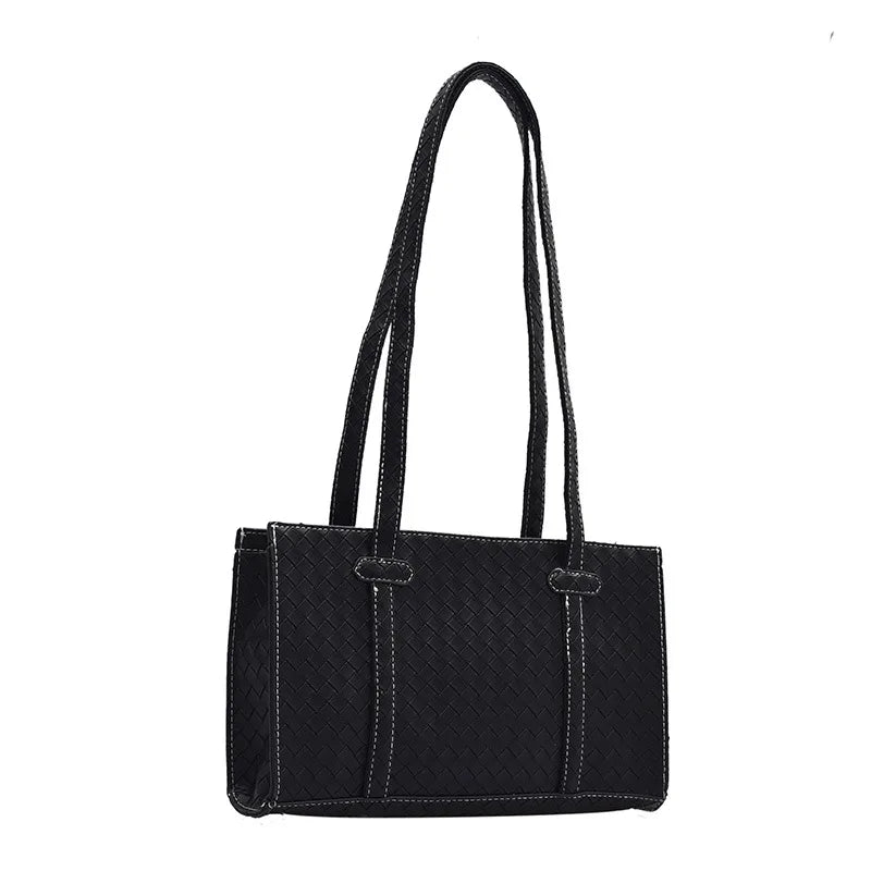 Woven Handbags Women Bales Tide Weave Hand Shoulder Lady Retro Solid Purse Small
