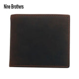 Classic Cowhide Brown Short Wallet RFID Anti-Theft Wallet Male Purse