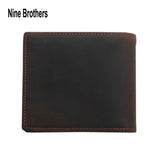Classic Cowhide Brown Short Wallet RFID Anti-Theft Wallet Male Purse