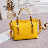 Women Canvas Shoulder Bags Letters Crossbody Bright Tote Handbags