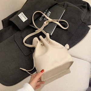 Vintage Soft PU Leather Bucket Crossbody Bag for Women Handbag Clutch