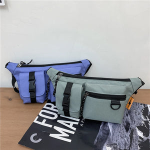 Vintage Solid Shoulder Crossbody Bag Women Layers Chest Waist Packs