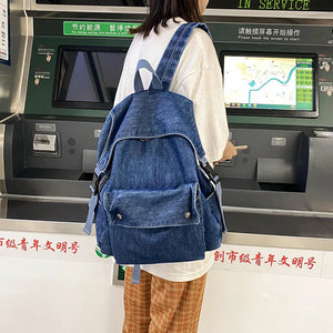 Vintage Style Jeans Backpacks Bags Large Size School Bags Denim Travel Bags Kroe