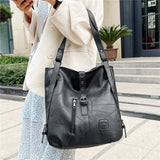 Vintage Women Handle Bag PU Leather Handbags Shoulder Bags
