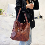 Vintage Women Handle Bag PU Leather Handbags Shoulder Bags
