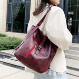 Vintage Women Handle Bag PU Leather Handbags Shoulder Bags