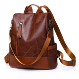 Waterproof PU Women Backpack Anti-theft Print School Bag Large Capacity