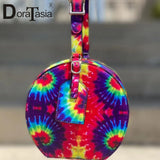 Leisure Party Multicolor Tie-dye Unique Handbags Circular Purse Package