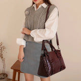 Crocodile Pattern Shoulder Bag Large Capacity Tote